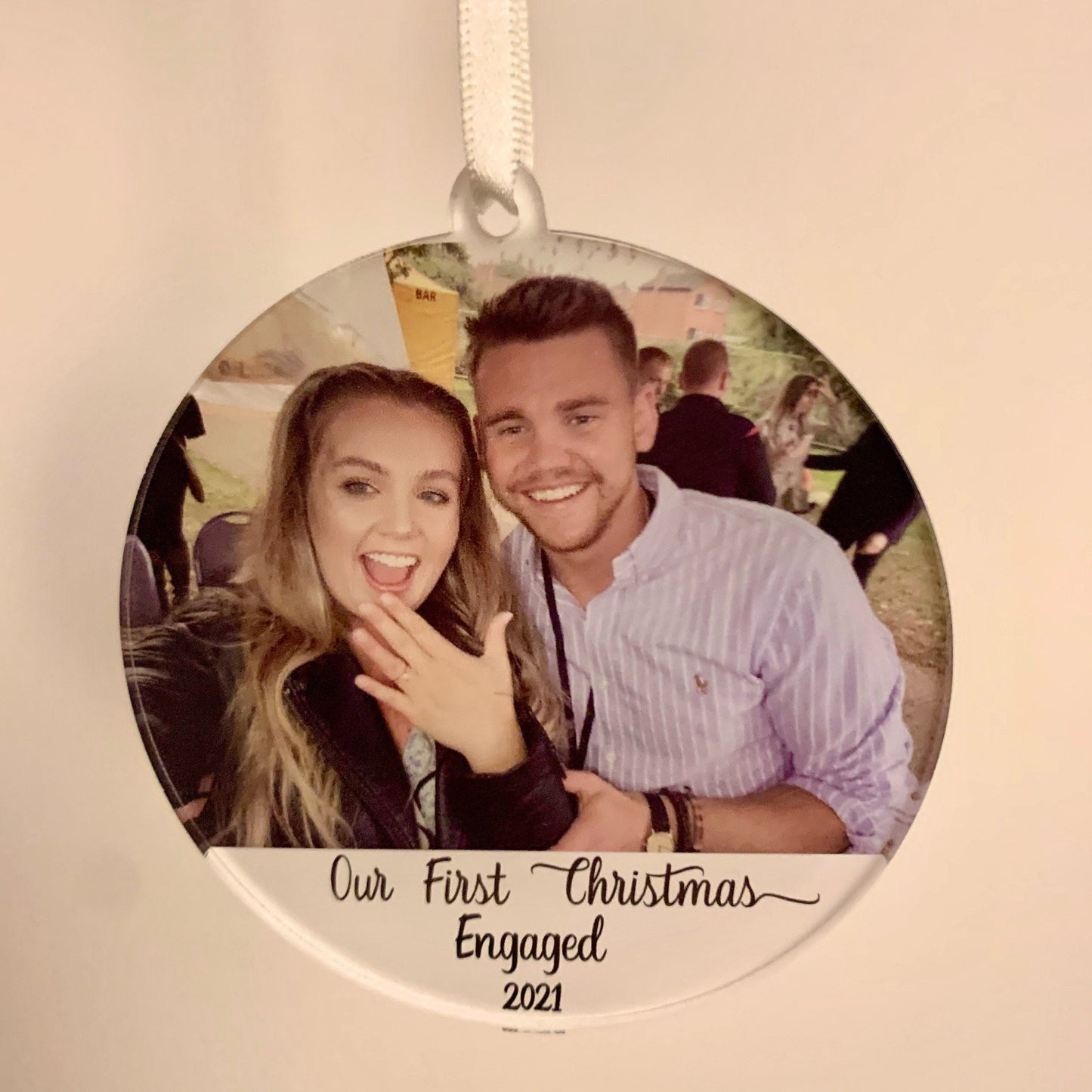 First Christmas Engaged- Photo Bauble