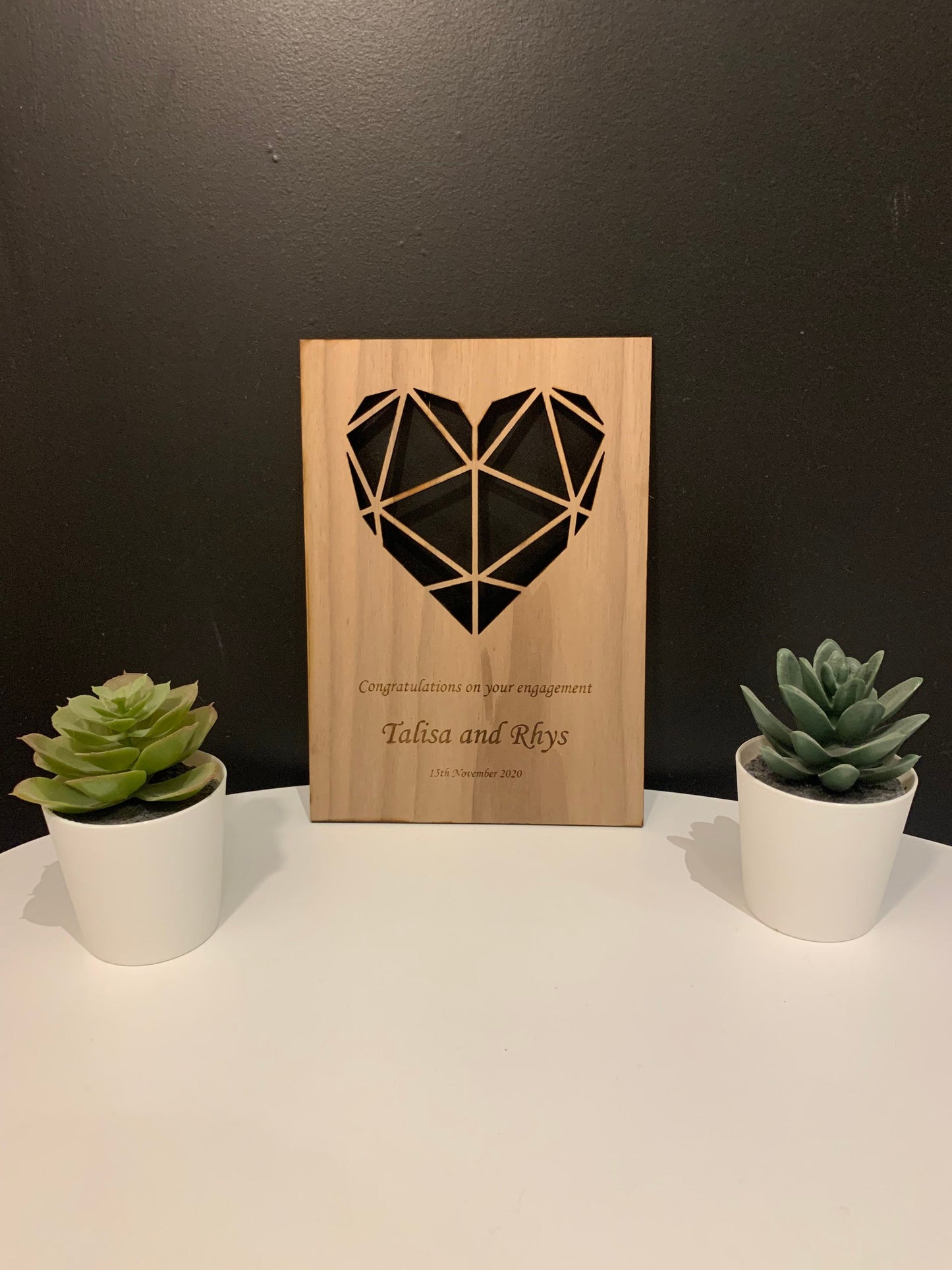 Wooden Engagement/Valentines Day Card