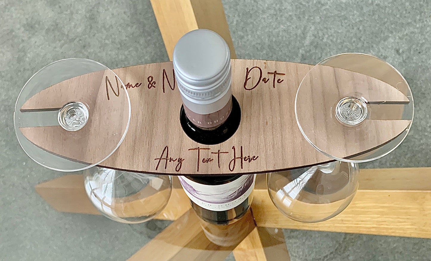 Personalised wine glass & bottle holder
