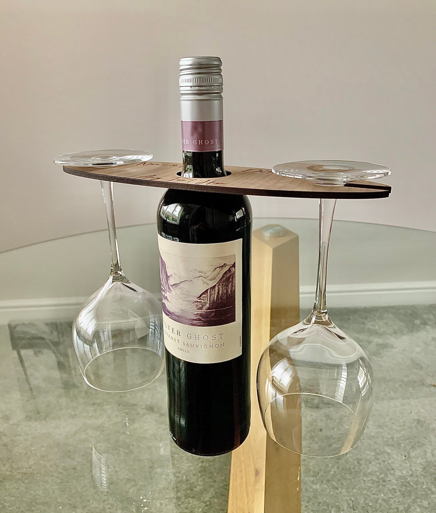 Personalised wine glass & bottle holder