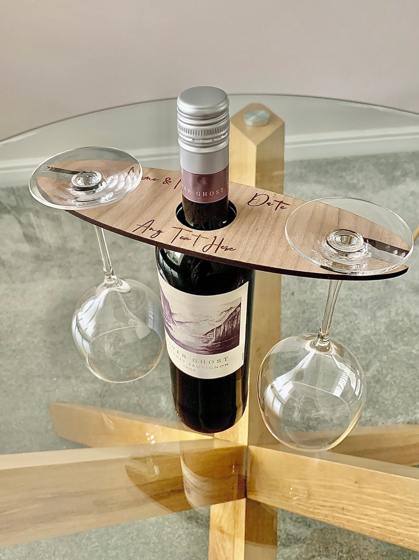 Personalised wine glass & bottle holder