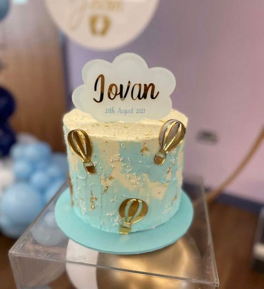Air Balloon and Name Cloud Cake Charm & Topper set- Birthday cake - Christening cake- Baby Shower cake- Arrival cake