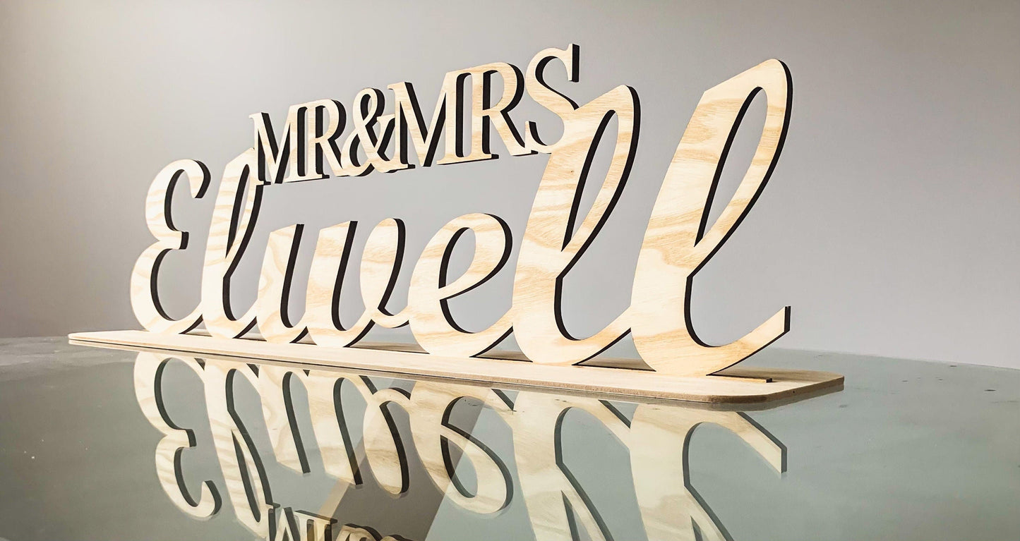 Mr & Mrs Wooden Sign- Personalised - Table Decor