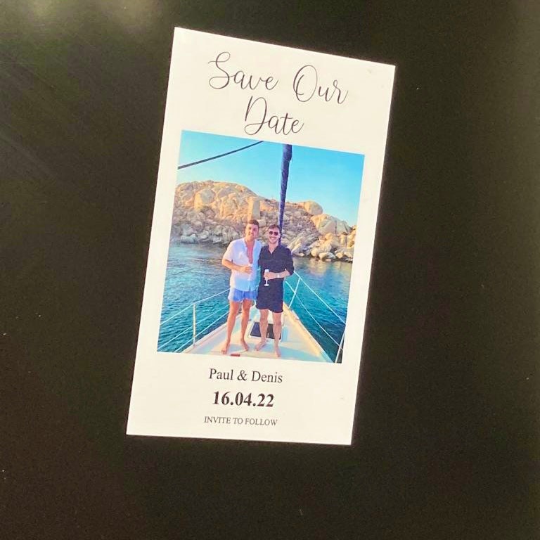 Save The Date Photo Magnet-Save Our Date- Postcard/ Polaroid Wedding Invite- Gloss finish