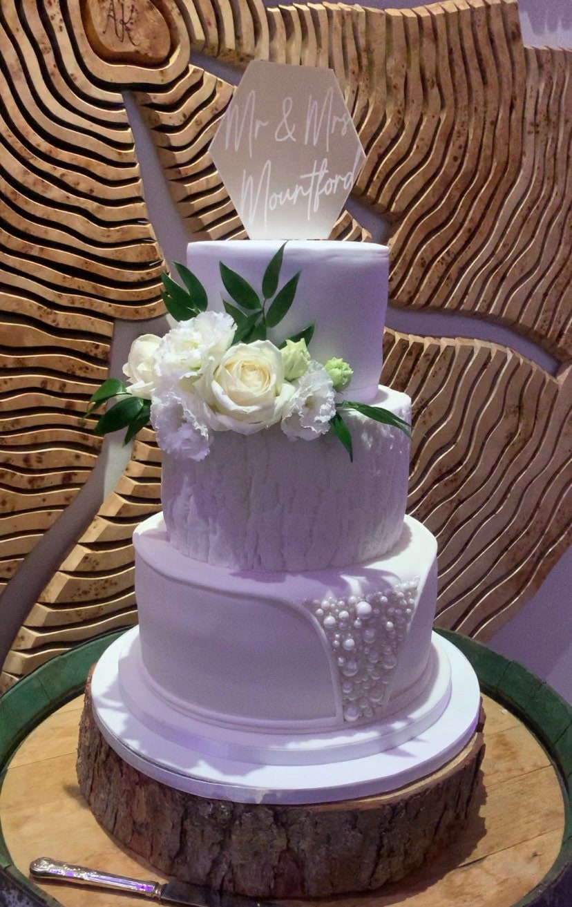 Mr & Mrs Personalised Wedding Cake Topper- Hexagon Cake Topper- Frosted Cake Topper
