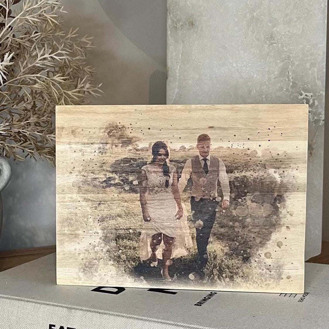 Wedding Watercolour Wooden Block