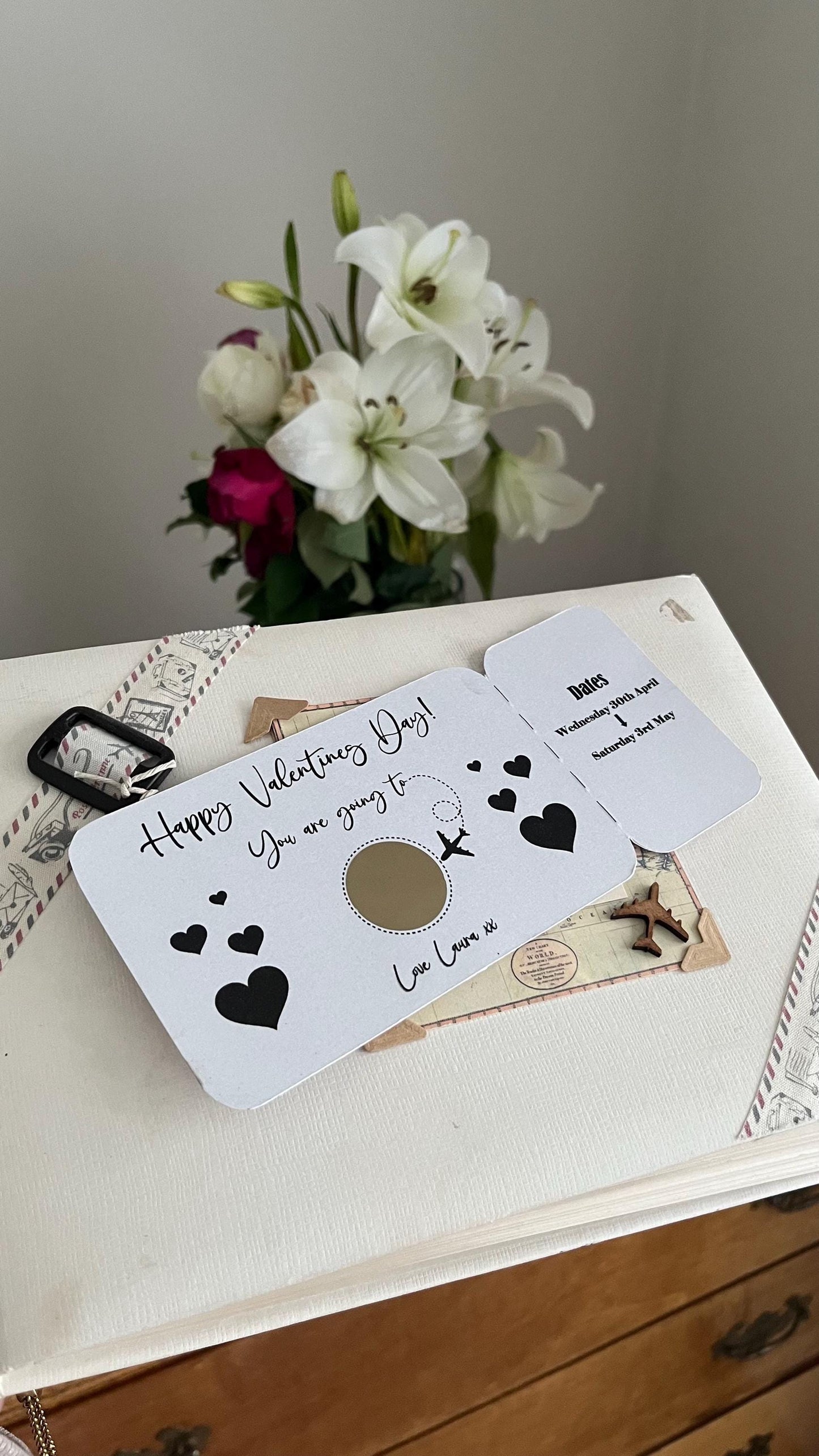Valentine's Day scratch reveal ticket