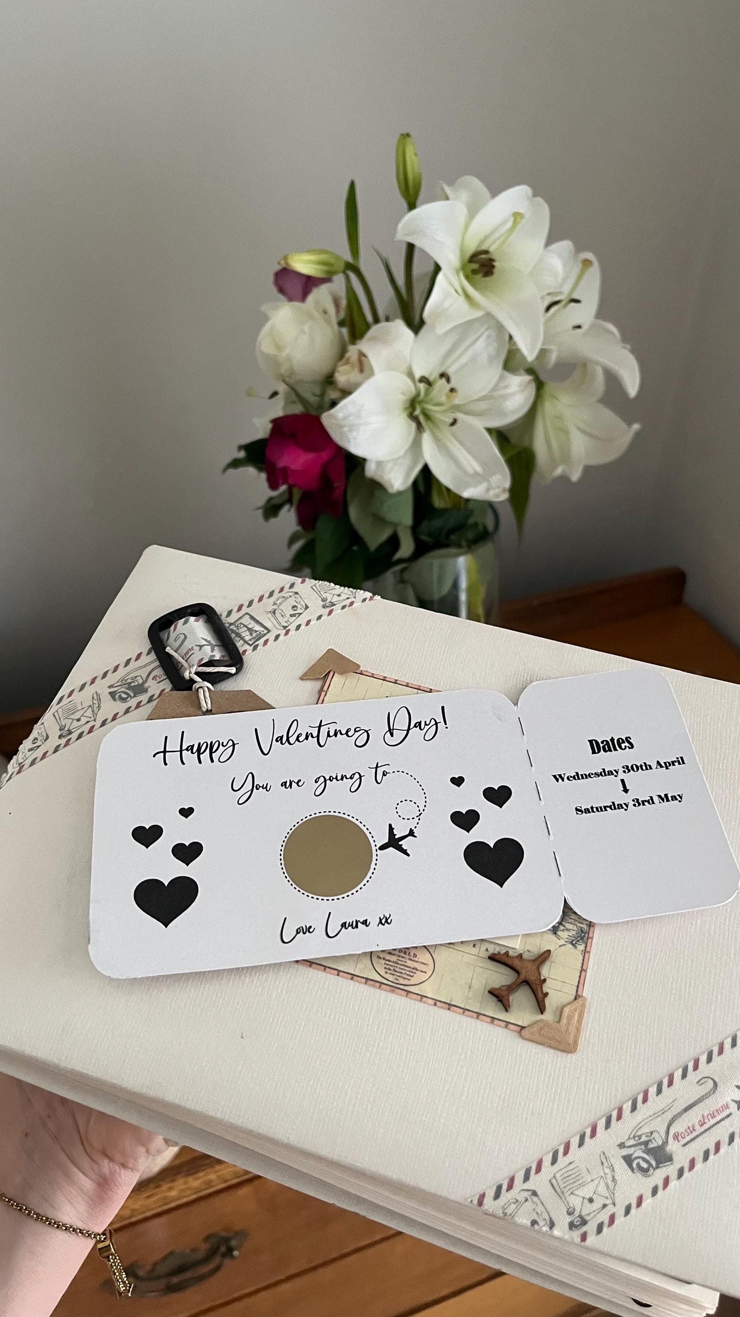 Valentine's Day scratch reveal ticket