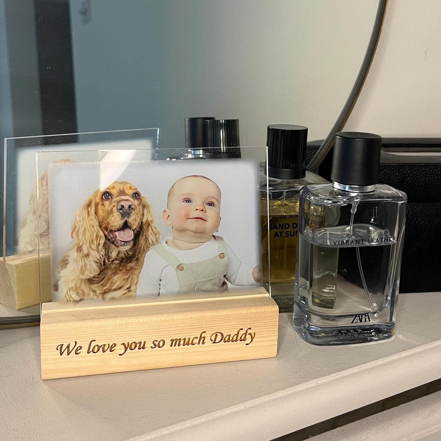 Personalised Acrylic Photo with Engraved Wooden Block