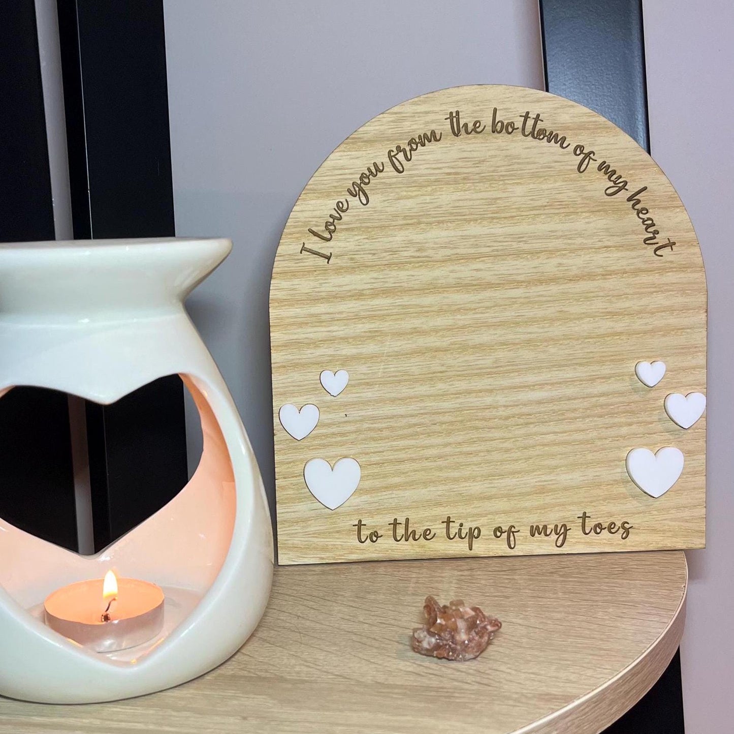 Wooden ‘I Love You’ Footprint Gift – Personalised Heart & Toes Keepsake