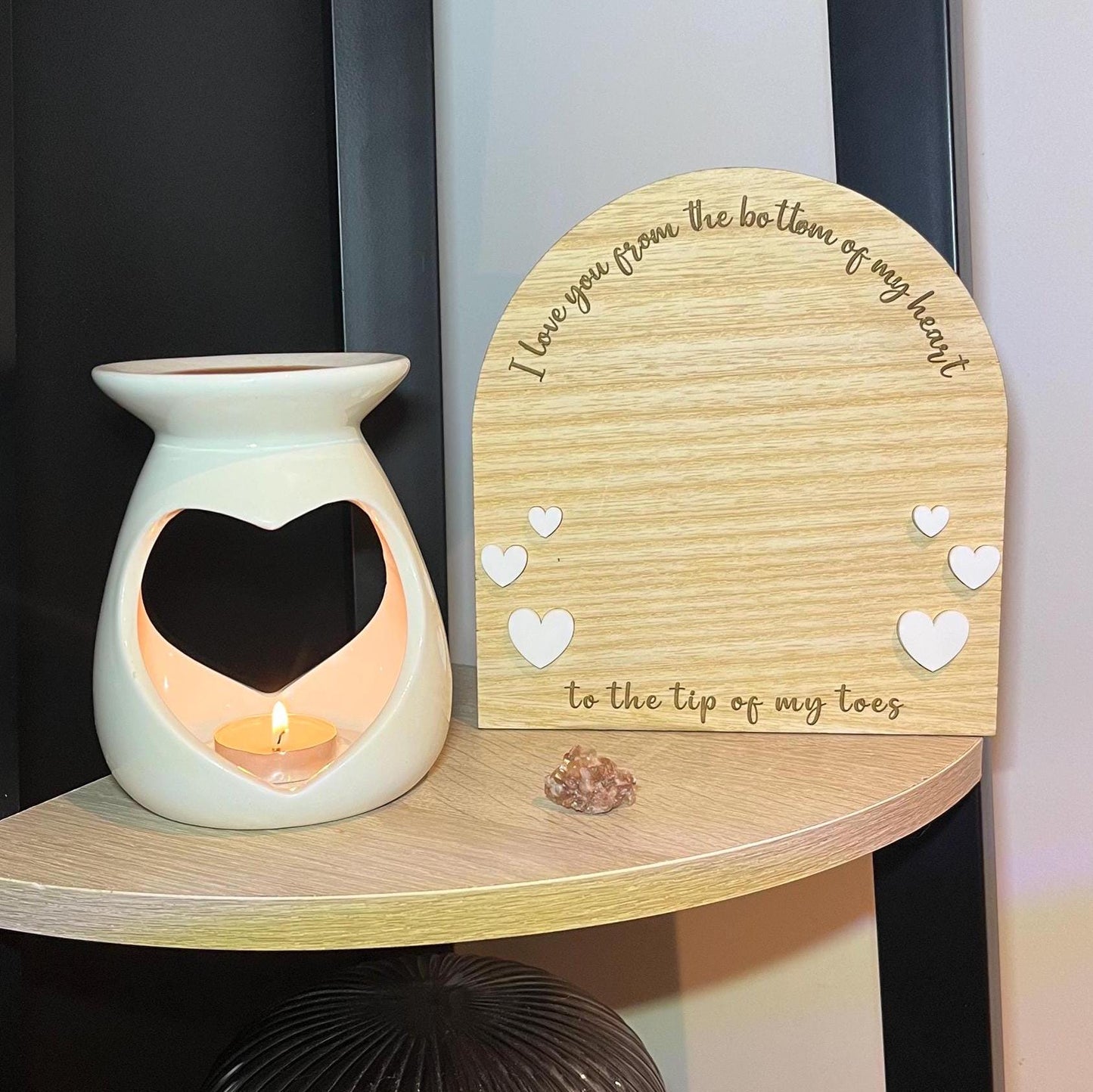 Wooden ‘I Love You’ Footprint Gift – Personalised Heart & Toes Keepsake