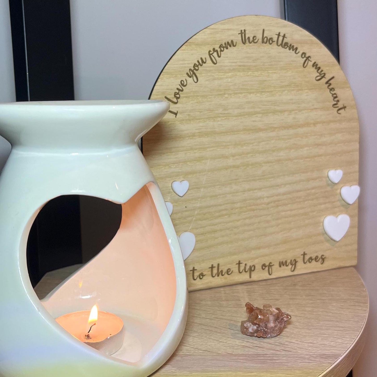 Wooden ‘I Love You’ Footprint Gift – Personalised Heart & Toes Keepsake