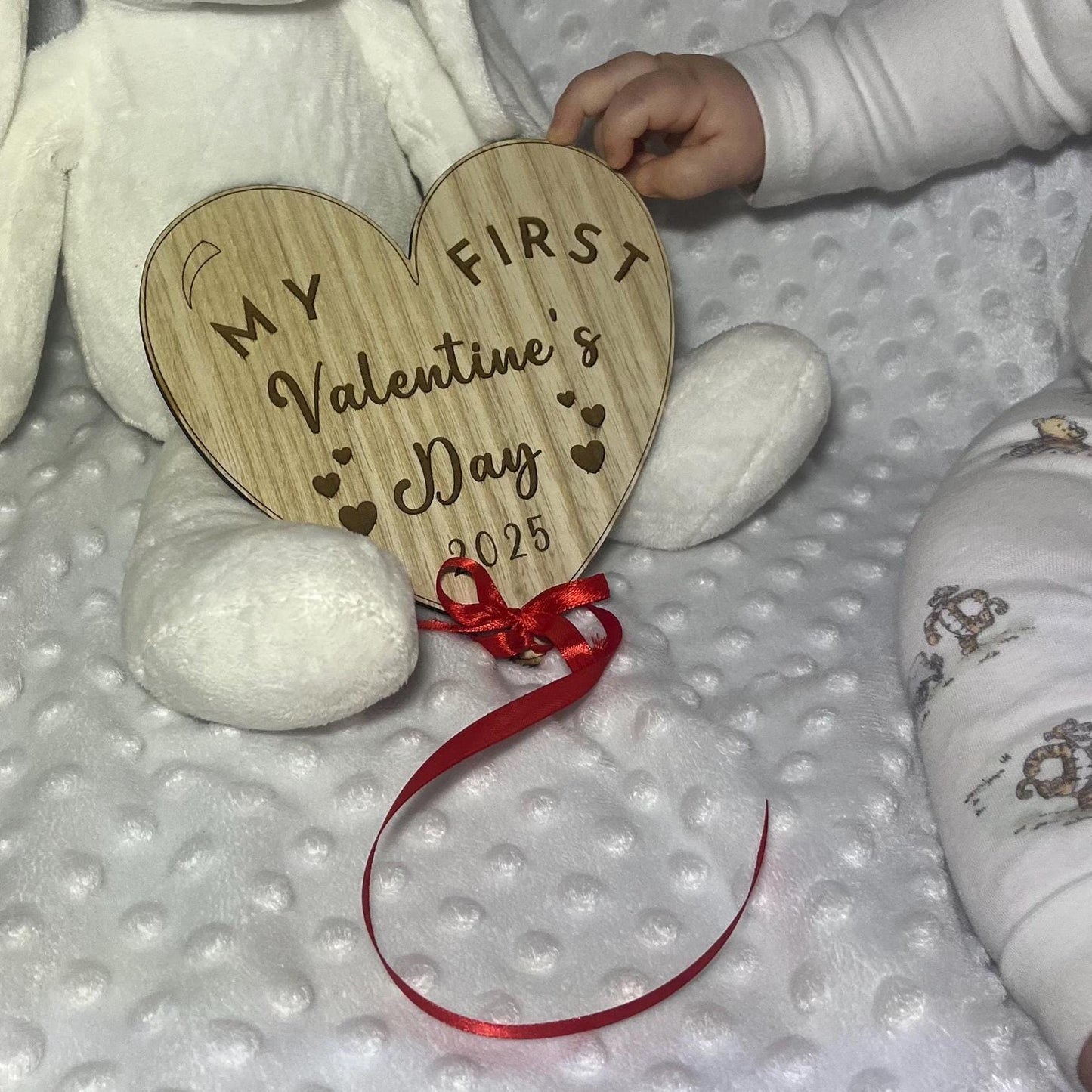 Baby's First Valentine's Photo Prop – Wooden Heart Balloon