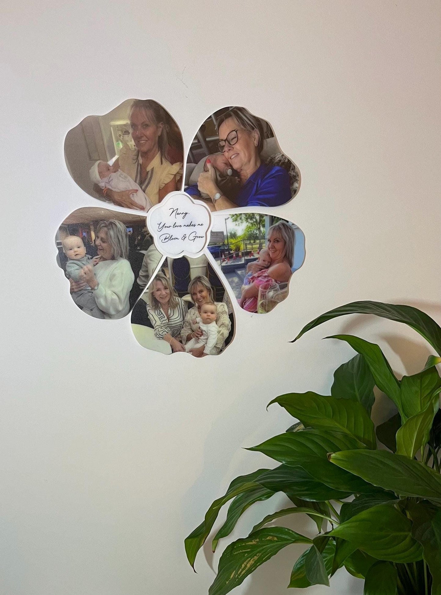 Personalised Flower Photo Wall Art - Acrylic Photo Collage with Custom Message