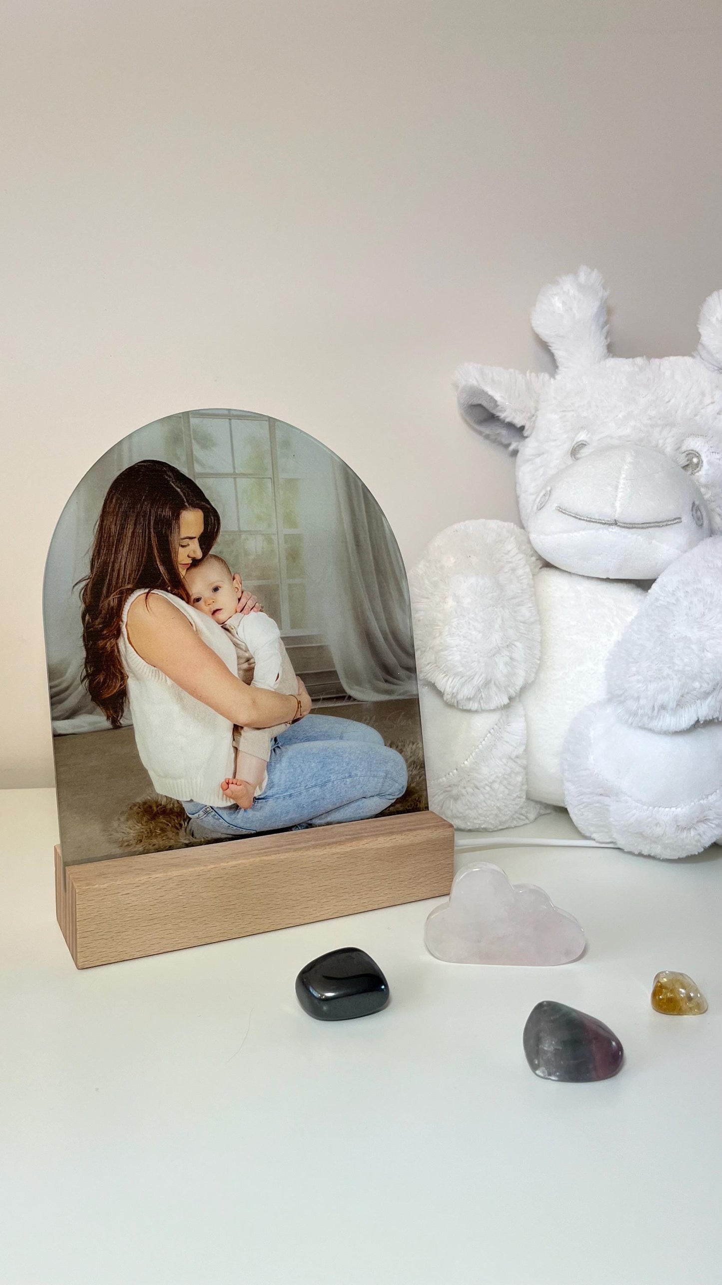 Acrylic Photo Plaque with LED Base and Light-Up Engraved Message