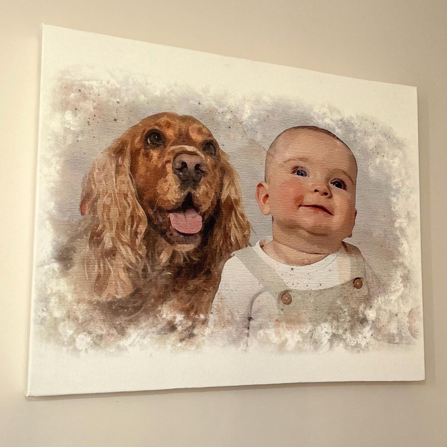 Personalised Watercolour Portrait Photo Canvas