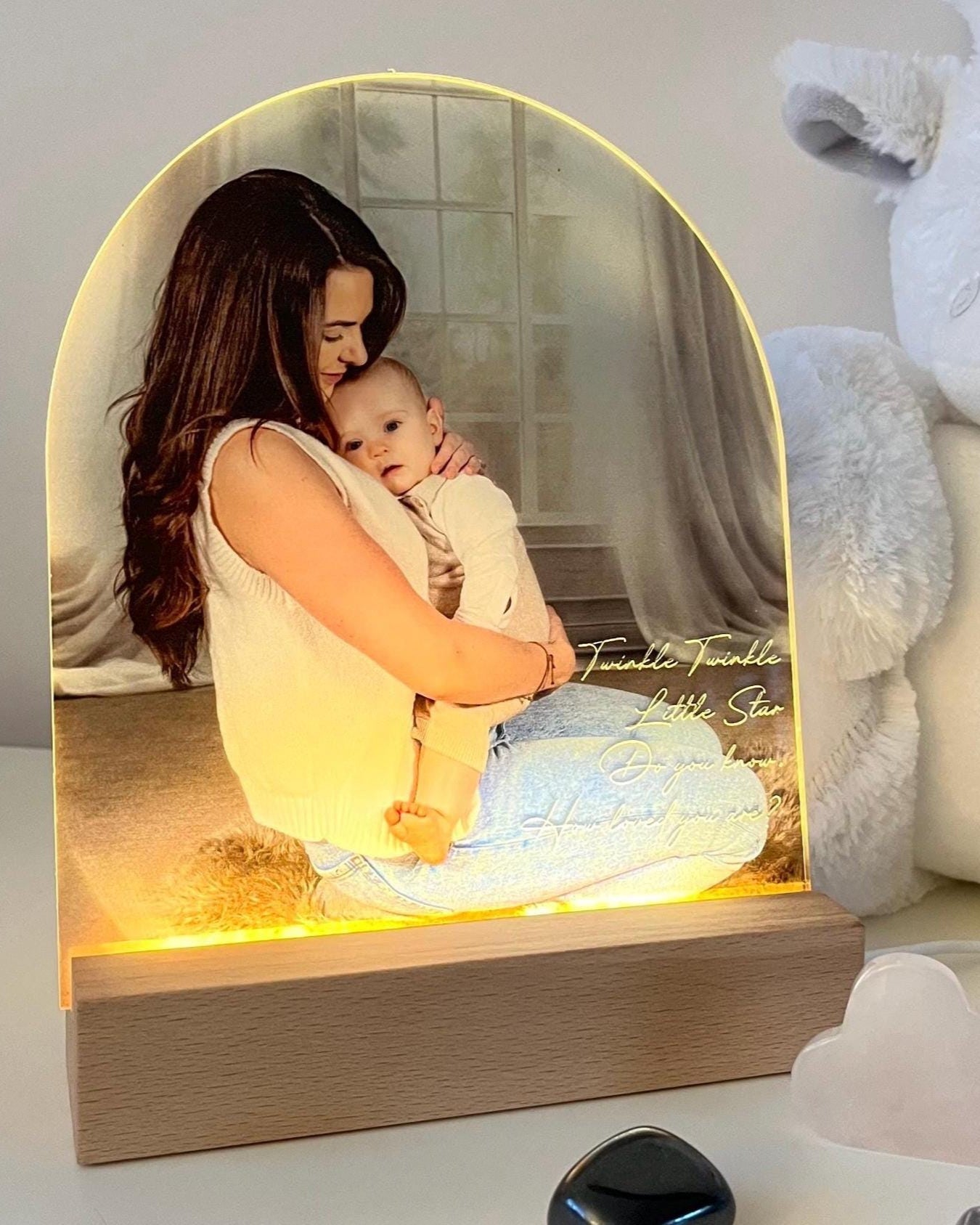 Acrylic Photo Plaque with LED Base and Light-Up Engraved Message