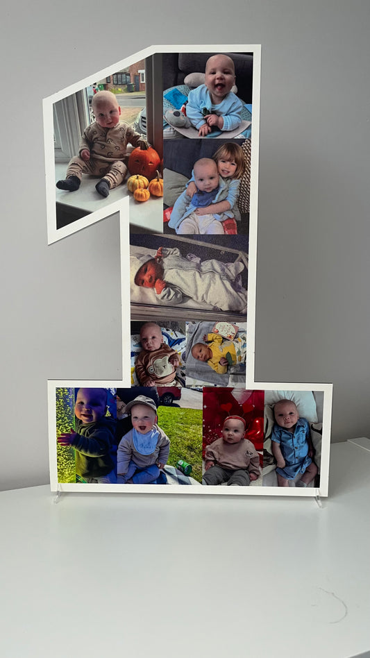 Personalised Birthday Photo Collage Board- Single number
