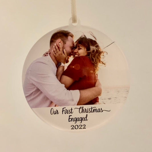 First Christmas Engaged- Photo Bauble