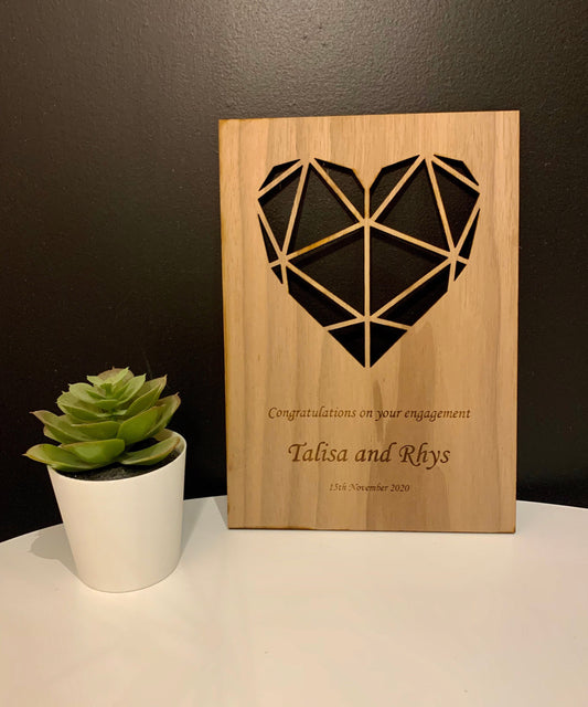 Wooden Engagement/Valentines Day Card