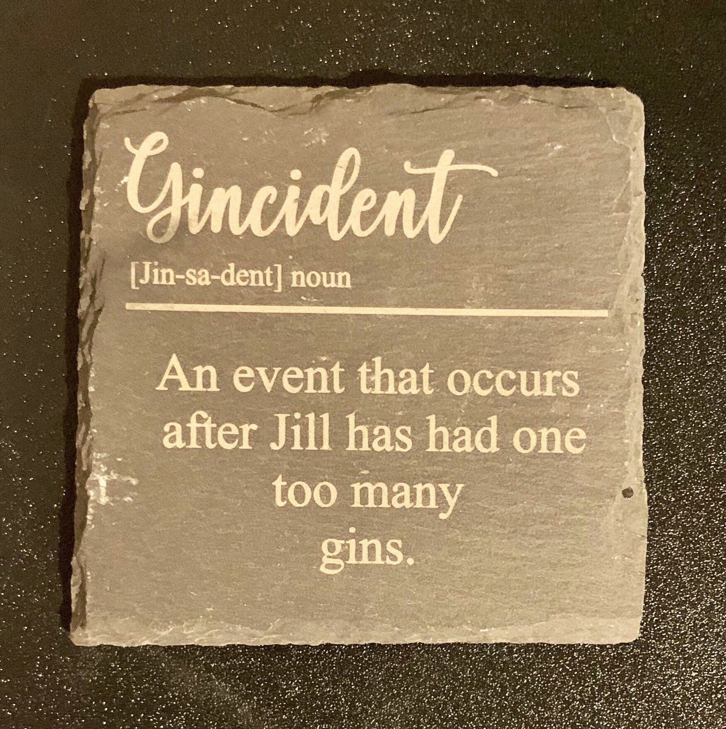 Gincident personalised slate coaster