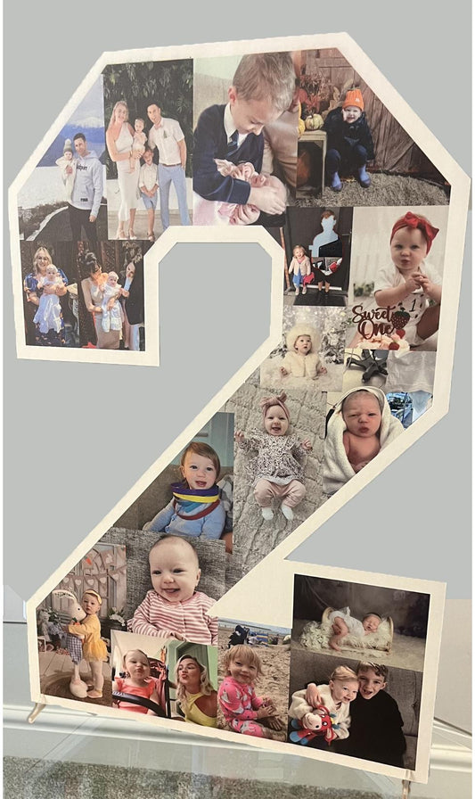 Personalised Birthday Photo Collage Board- Single number