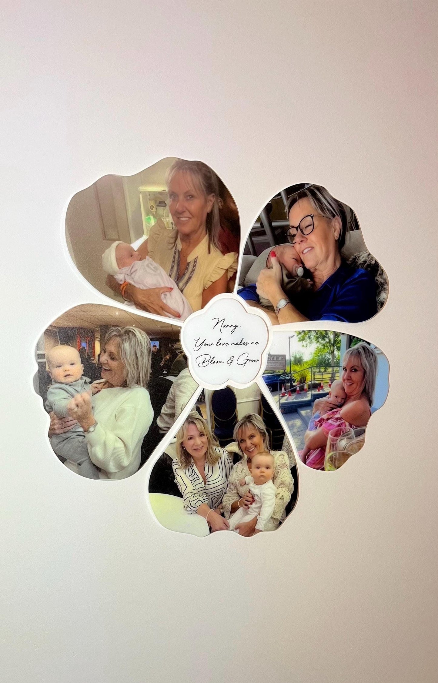Personalised Flower Photo Wall Art - Acrylic Photo Collage with Custom Message