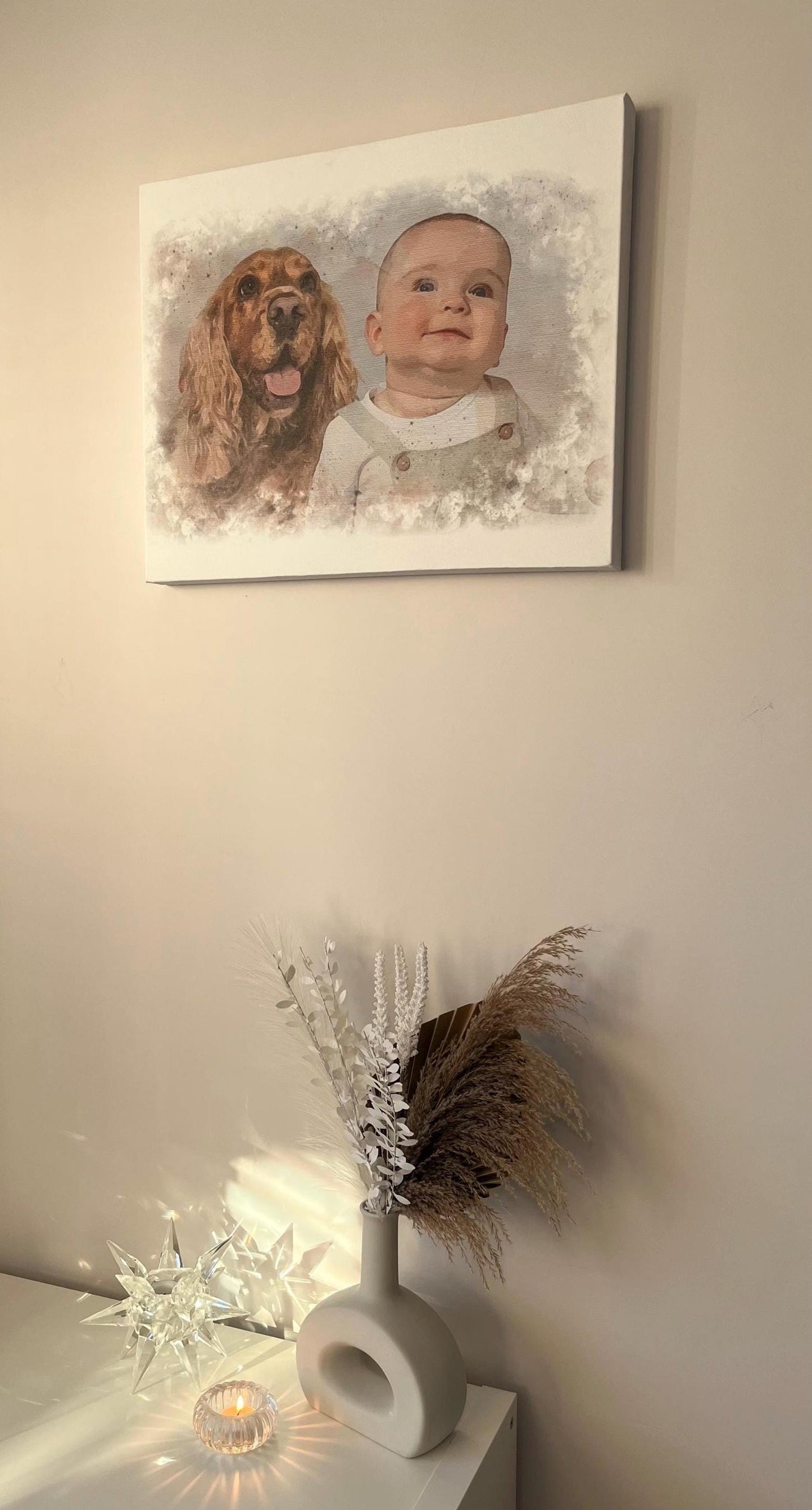 Personalised Watercolour Portrait Photo Canvas