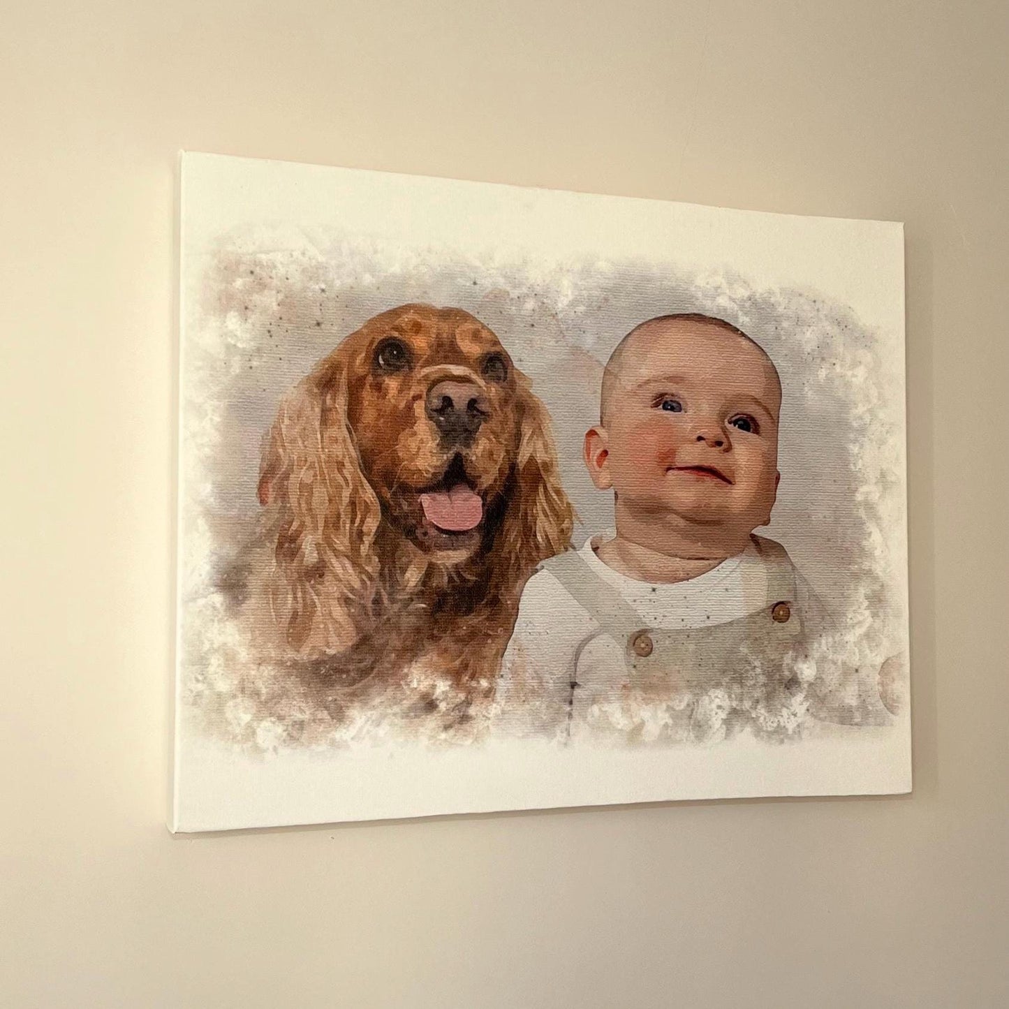 Personalised Watercolour Portrait Photo Canvas